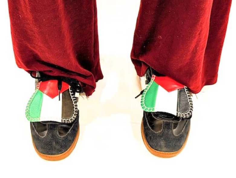 These are customized Sambas w/ a flag representing Palestine